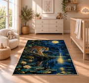 Moonlit Lake Tiger tiger rug in a nursery beside a crib