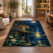 Moonlit Lake Tiger tiger rug in a home office beside a desk