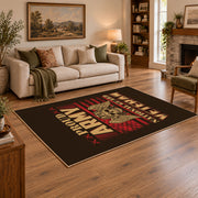 patriotic American biker skull vintage motorcycle area rug, styled product view 2