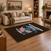 dark patriotic eagle flag freedom vintage area rug, styled product view 2