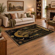 black gold elephant mandala mystical vintage area rug, styled product view 2