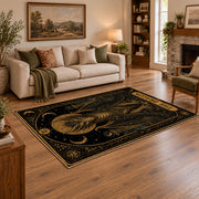 celestial elephant tapestry black gold mystical area rug, styled product view 2