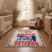 red white and blue patriotic American pride area rug, styled product view 1