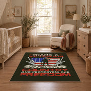 veteran eagle flag patriotic red white blue vintage area rug, styled product view 2