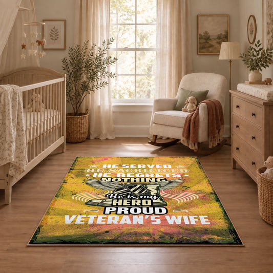 yellow distressed freedom motorcycle eagle vintage area rug, styled product view 1