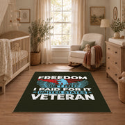 peace love veteran eagle patriotic vintage area rug, styled product view 3