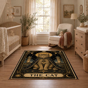celestial elephant mandala black gold vintage area rug, styled product view 3