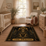 celestial elephant tapestry black gold mystical area rug, styled product view 3