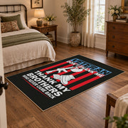 black and red patriotic service tribute area rug, styled product view 4