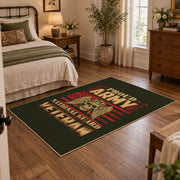 dark bold motorcycle skull vintage biker area rug, styled product view 4