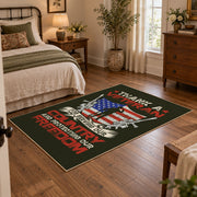 veteran eagle flag patriotic red white blue vintage area rug, styled product view 3