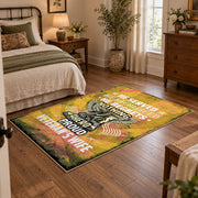 yellow distressed freedom motorcycle eagle vintage area rug, styled product view 3