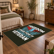 peace love veteran eagle patriotic vintage area rug, styled product view 4