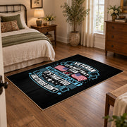black blue patriotic veteran eagle vintage military area rug, styled product view 4