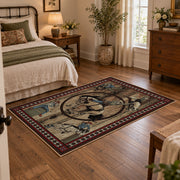 brown celestial horse zodiac mystical vintage area rug, styled product view 4