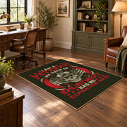 black red rebel biker skull vintage motorcycle area rug, styled product view 5