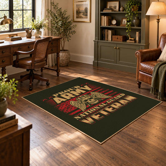 dark bold motorcycle skull vintage biker area rug, styled product view 1