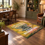 yellow distressed freedom motorcycle eagle vintage area rug, styled product view 4