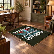 peace love veteran eagle patriotic vintage area rug, styled product view 5