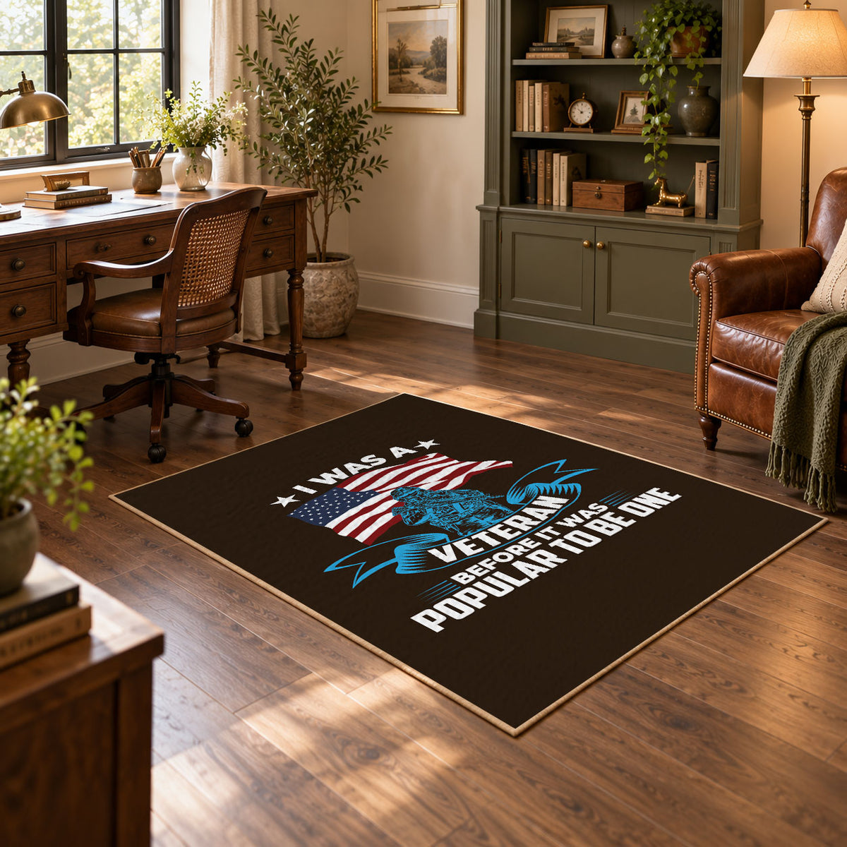 dark patriotic eagle flag freedom vintage area rug, styled product view 1