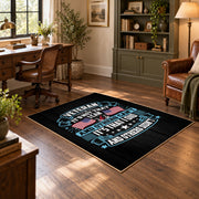 black blue patriotic veteran eagle vintage military area rug, styled product view 5