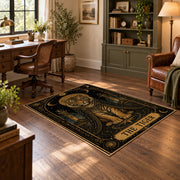 ornate elephant mandala black gold mystical vintage area rug, styled product view 5