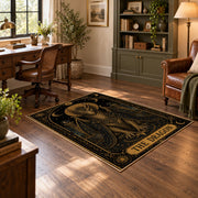 celestial elephant tapestry black gold mystical area rug, styled product view 4