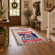 red white and blue patriotic American pride area rug, styled product view 5