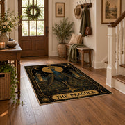 black and gold celestial bull zodiac area rug, styled product view 6