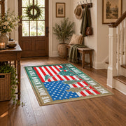patriotic eagle flag red white blue vintage area rug, styled product view 6