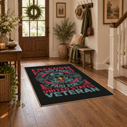 black red winged motorcycle wheel vintage area rug, styled product view 6