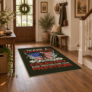 veteran eagle flag patriotic red white blue vintage area rug, styled product view 5