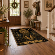 black gold celestial elephant mystical vintage area rug, styled product view 6