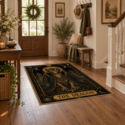 celestial elephant tapestry black gold mystical area rug, styled product view 5