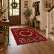 red gold ornate mandala vintage boho area rug, styled product view 5