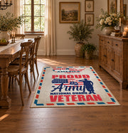 red white and blue patriotic American pride area rug, styled product view 6