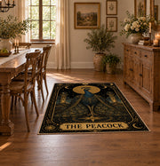 black and gold celestial bull zodiac area rug, styled product view 7