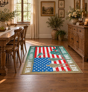 patriotic eagle flag red white blue vintage area rug, styled product view 7