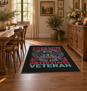 black red winged motorcycle wheel vintage area rug, styled product view 7