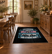 black blue patriotic veteran eagle vintage military area rug, styled product view 7