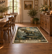 blue gold moonlit elephant mystical vintage area rug, styled product view 7