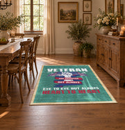 teal red veteran tribute patriotic vintage area rug, styled product view 6