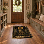 black and gold celestial ram zodiac area rug, styled product view 7