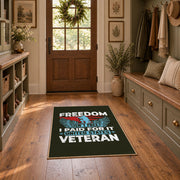 peace love veteran eagle patriotic vintage area rug, styled product view 7