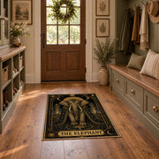black gold elephant mandala mystical vintage area rug, styled product view 7