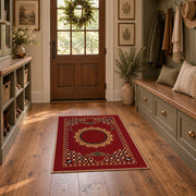 red gold ornate mandala vintage boho area rug, styled product view 7