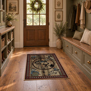 brown celestial horse zodiac mystical vintage area rug, styled product view 8