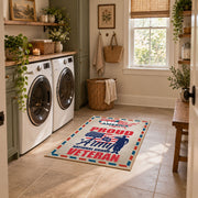 red white and blue patriotic American pride area rug, styled product view 8