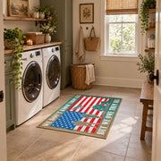 patriotic eagle flag red white blue vintage area rug, styled product view 8