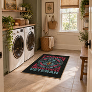black red winged motorcycle wheel vintage area rug, styled product view 9